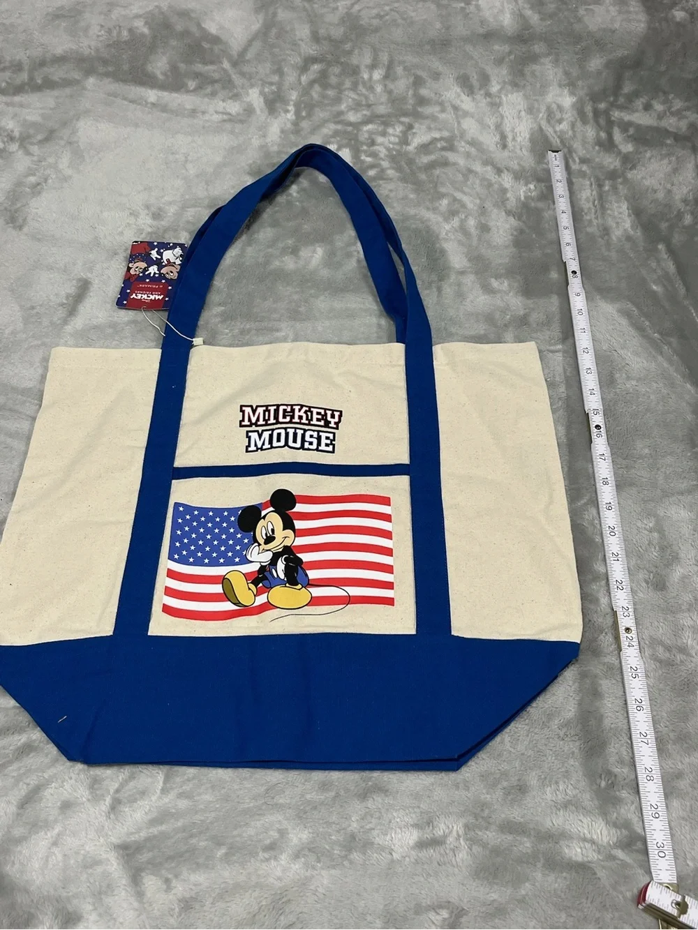 Primark Disney Mickey Mouse Patriotic American Flag Canvas Tote Bag NWT